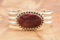 Artie Yellowhorse Genuine Spiny Oyster Shell Sterling Silver Bracelet